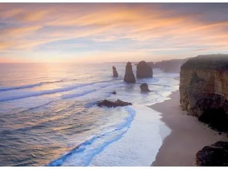 Golden coastal landscape along the Great Ocean Road