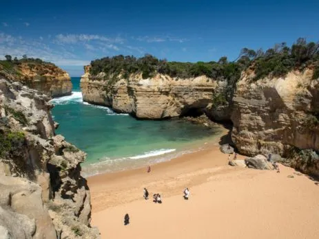Visitors exploring a Great Ocean Road coastal lookout